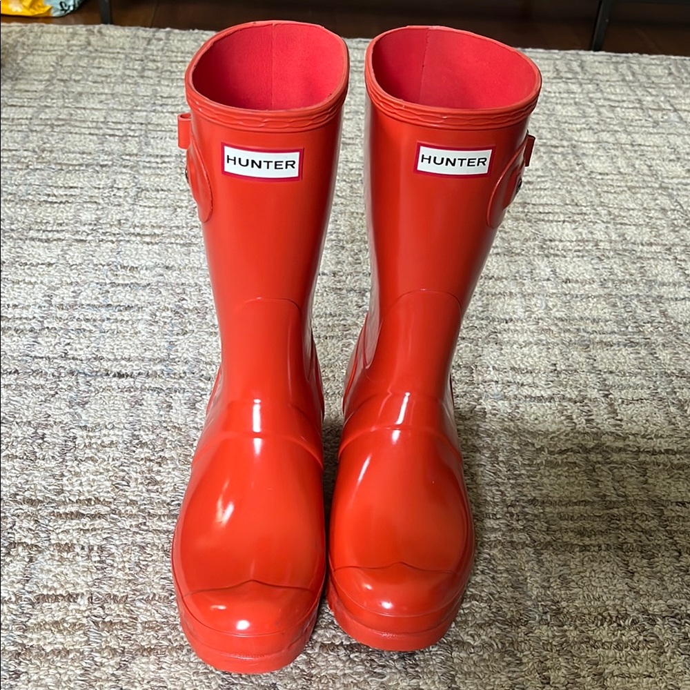 Hunter Bright Red Gloss Knee-High Rain Boots